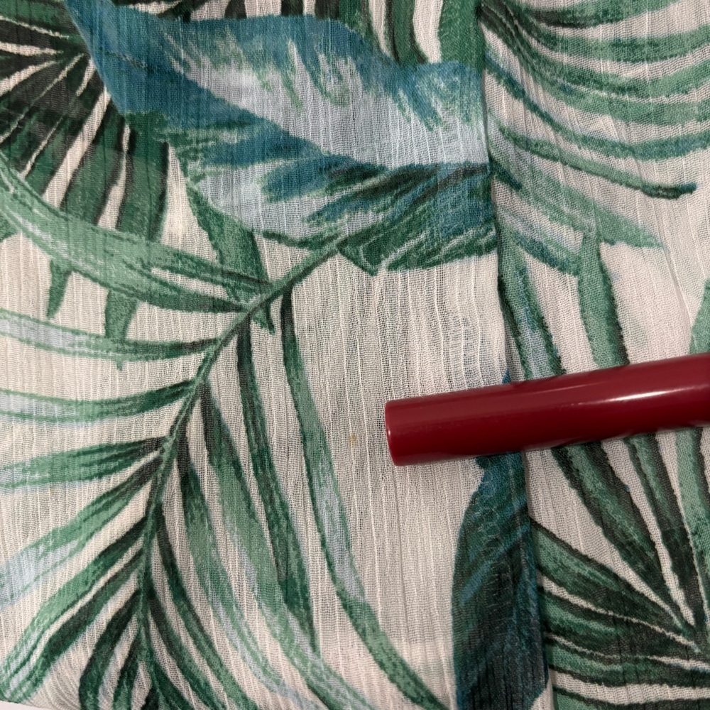 Kona Sol Tropical Palm Leaf Midi Dress Cover Up M Green Resort Vacation Tassel - Picture 13 of 14